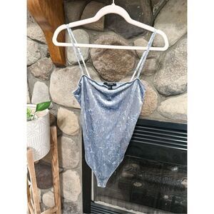 Forever 21 blue velvet bodysuit